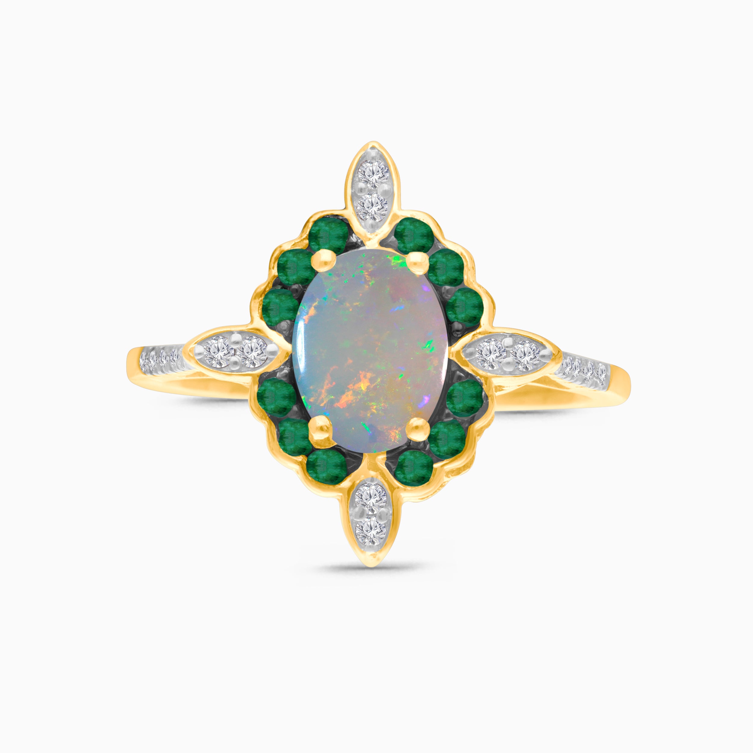 Ethereal Garden Opal & Emerald Ring