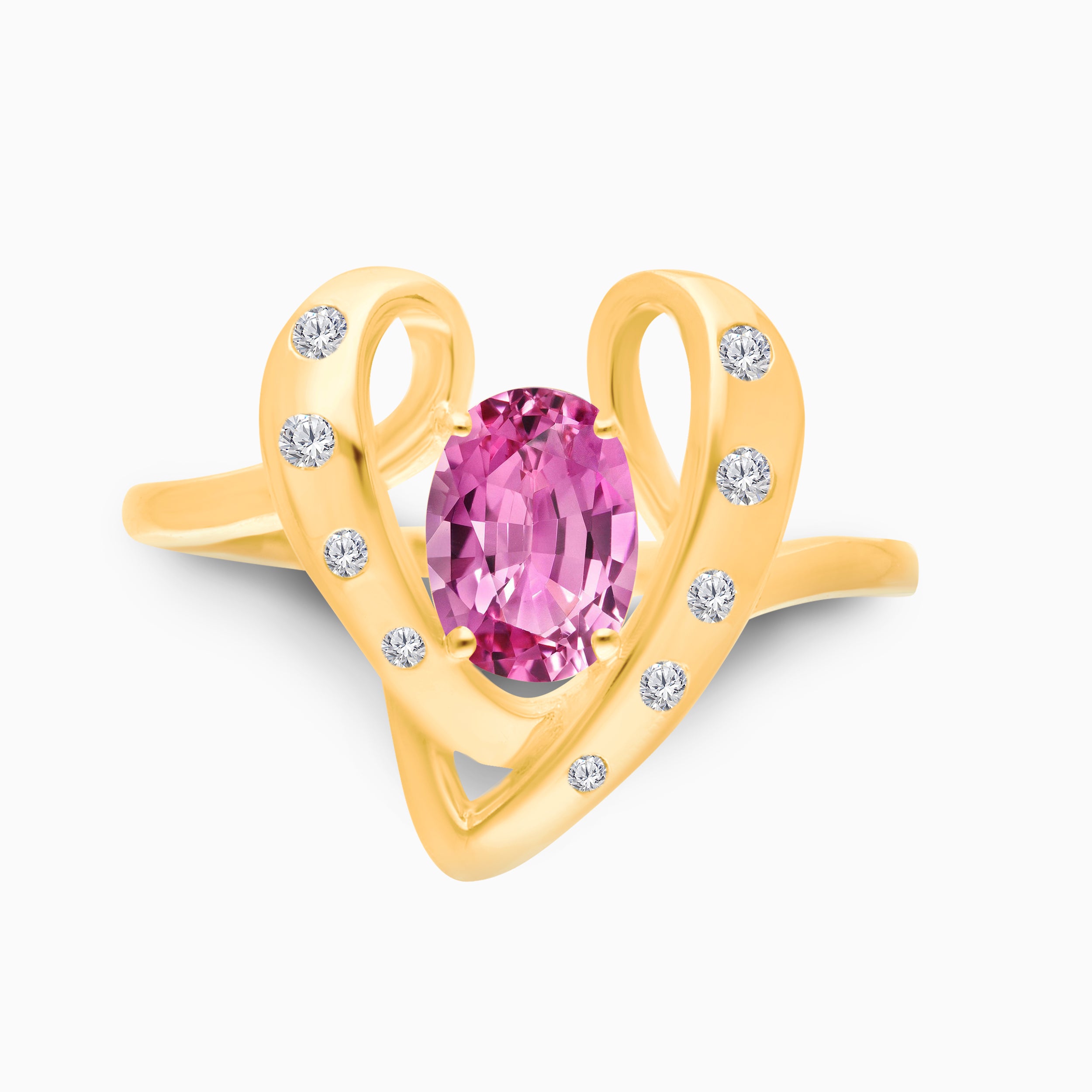 Open Heart Pink Sapphire Ring