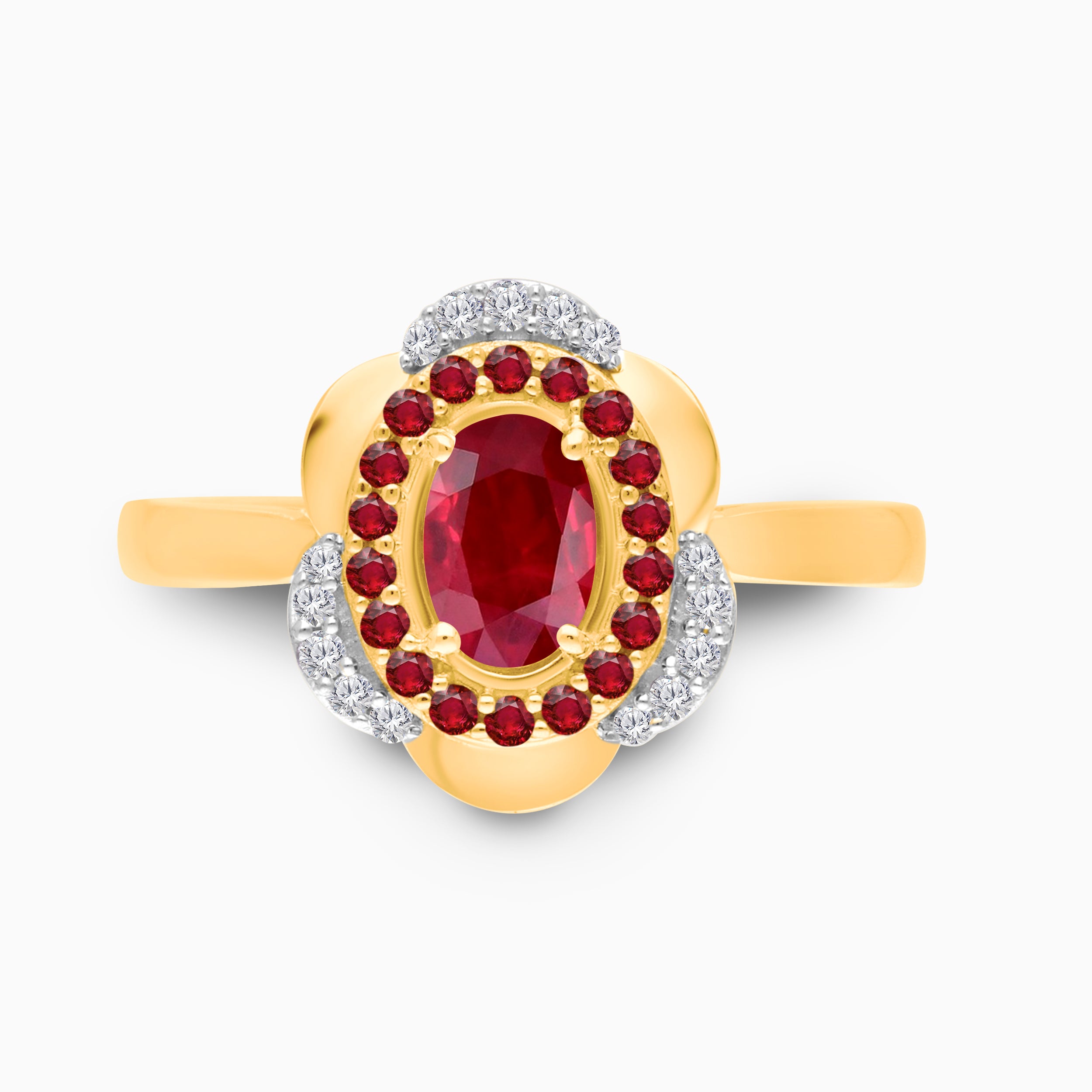Trio Cluster Ruby Ring