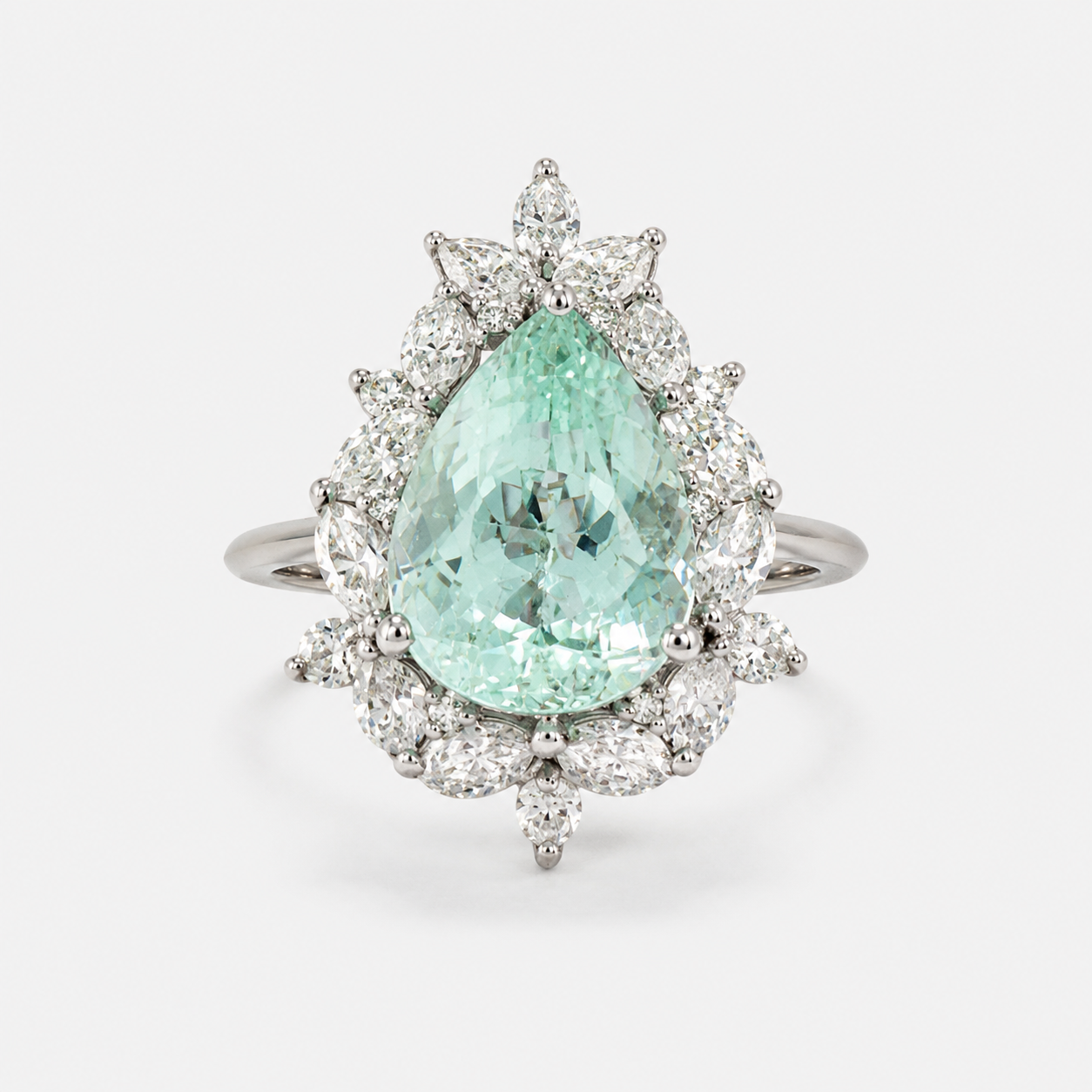 Ice Queen Pear Paraiba & Diamond Ring KALLATI