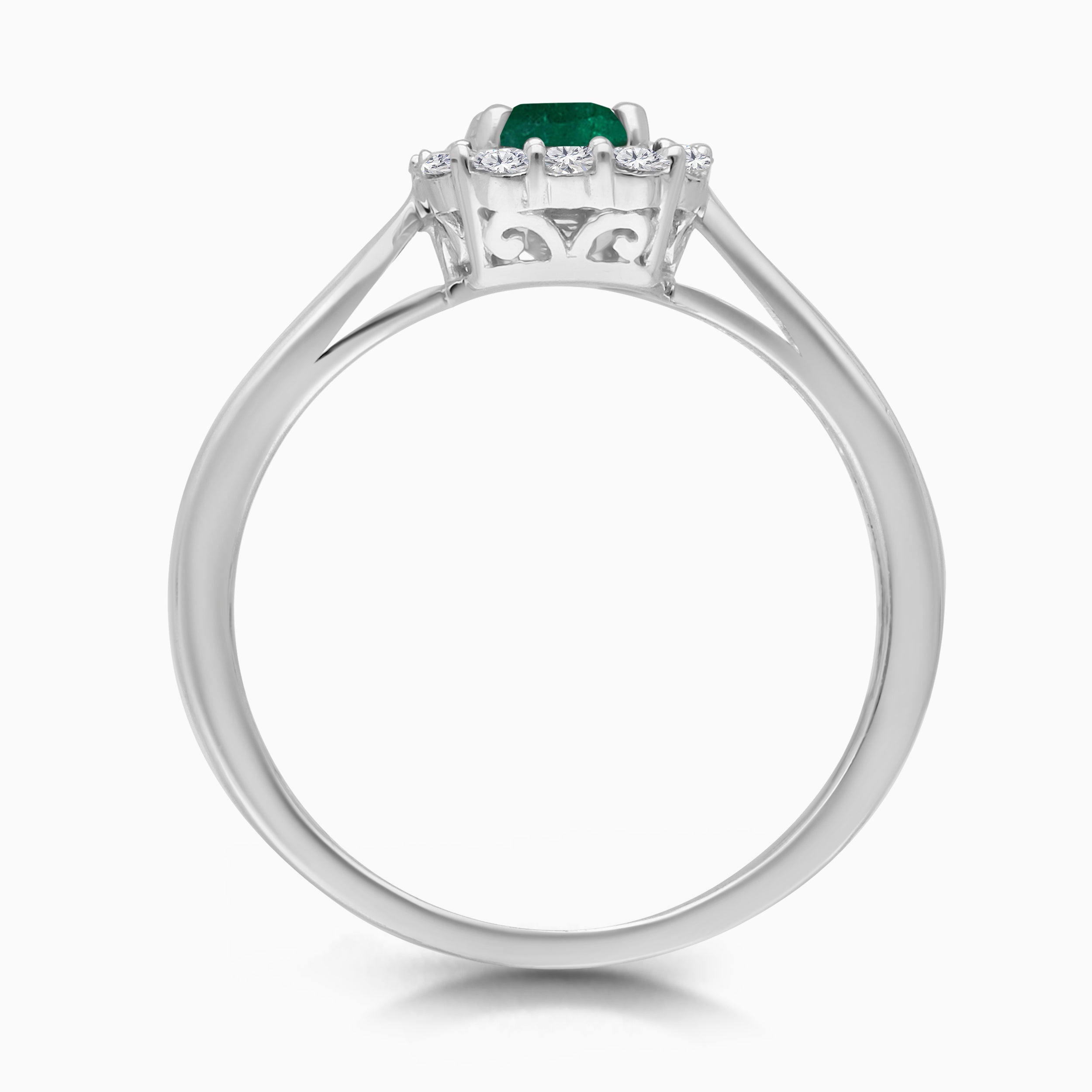 Split Shank Colombian Emerald and Diamond Ring