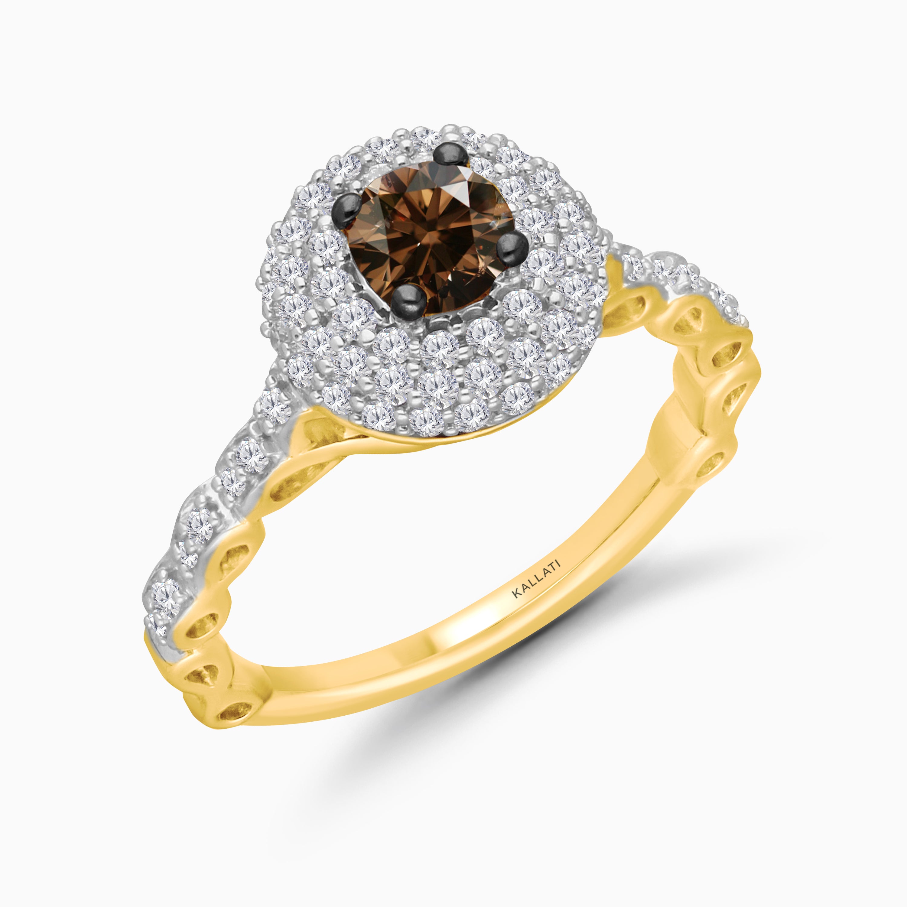 Regal Coco & White Diamond Halo Ring