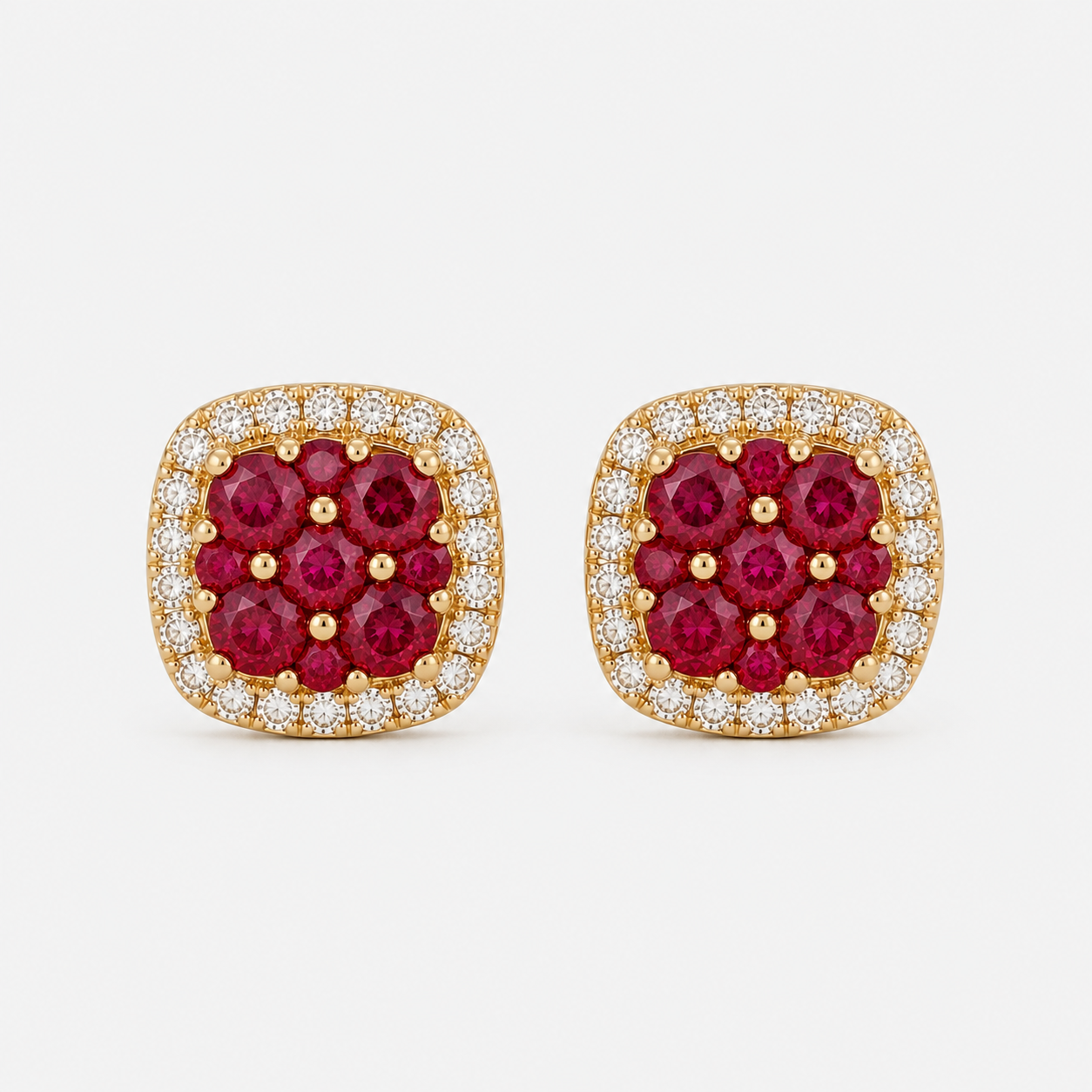 Ruby Mosaic Stud Earrings Ruby