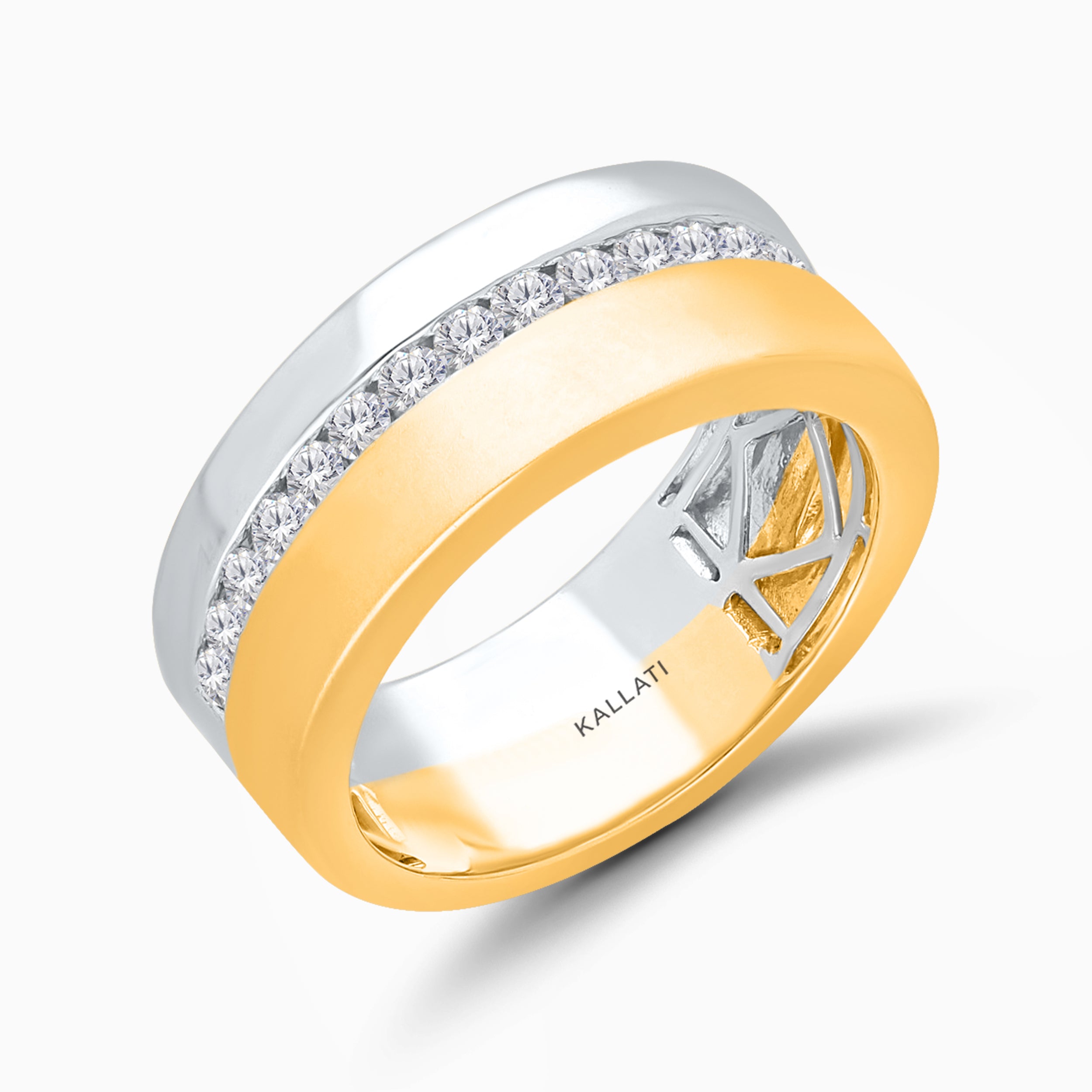Duo Tone Channel Set Diamond Wedding Band