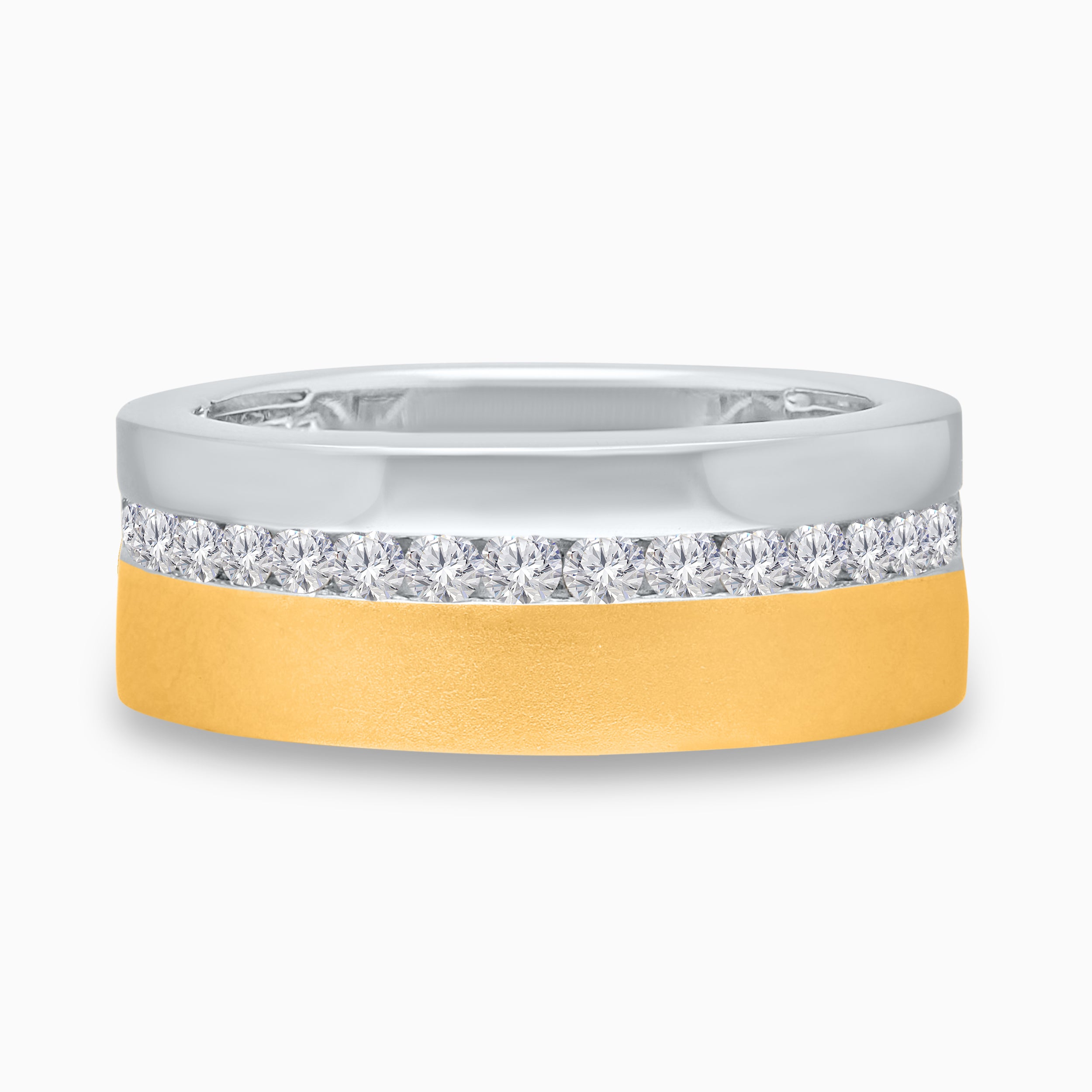 Duo Tone Channel Set Diamond Wedding Band