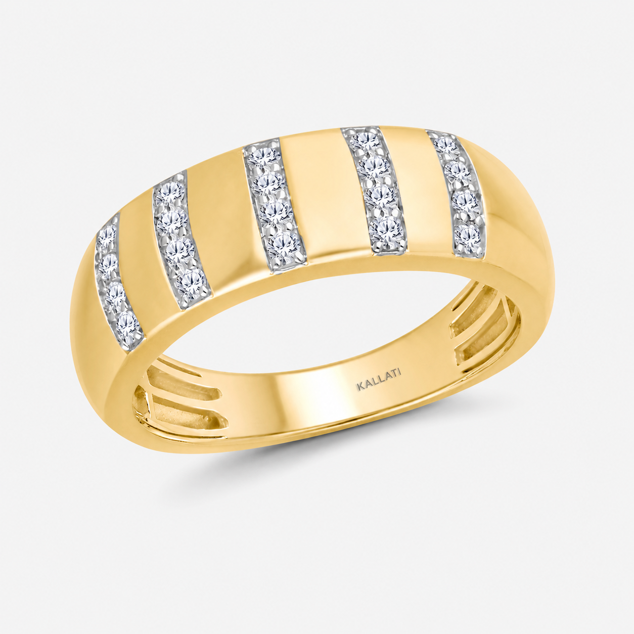 Men's Domed Diamond Band White Diamond