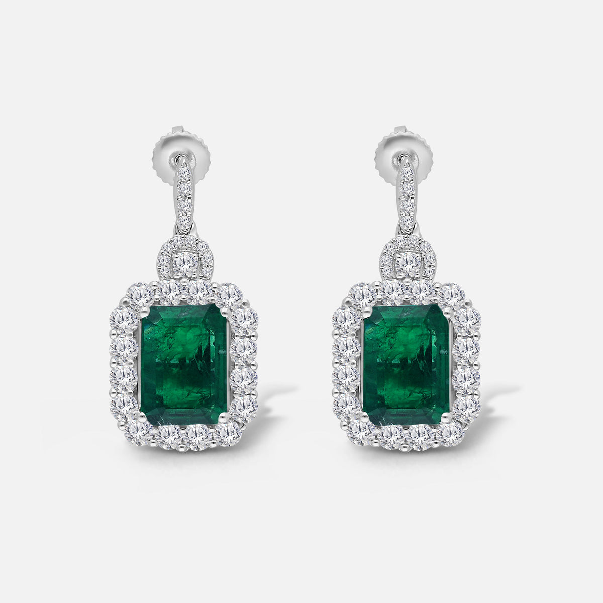 Heirloom Diamond & Emerald Drop Earrings Emerald