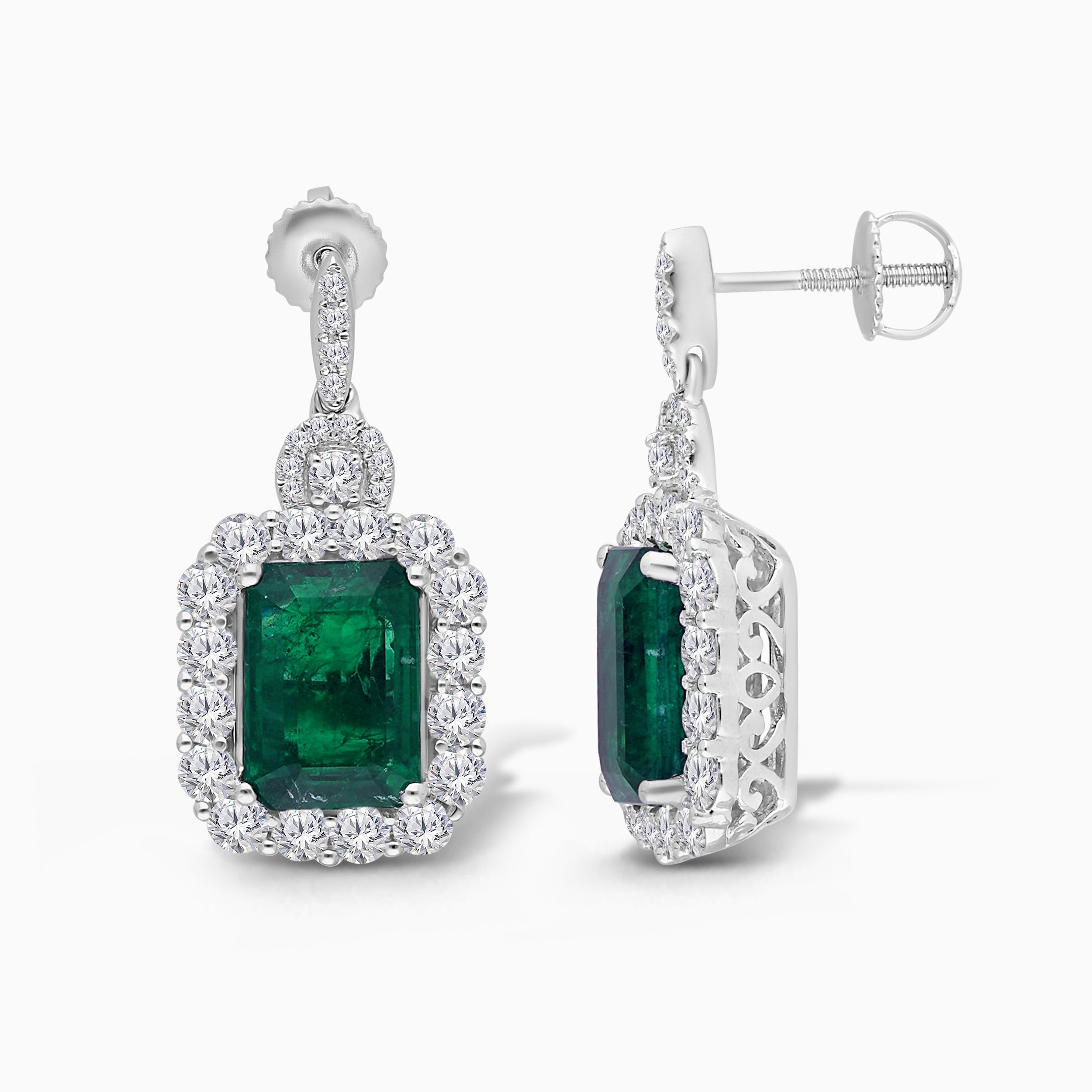 Heirloom Diamond & Emerald Drop Earrings