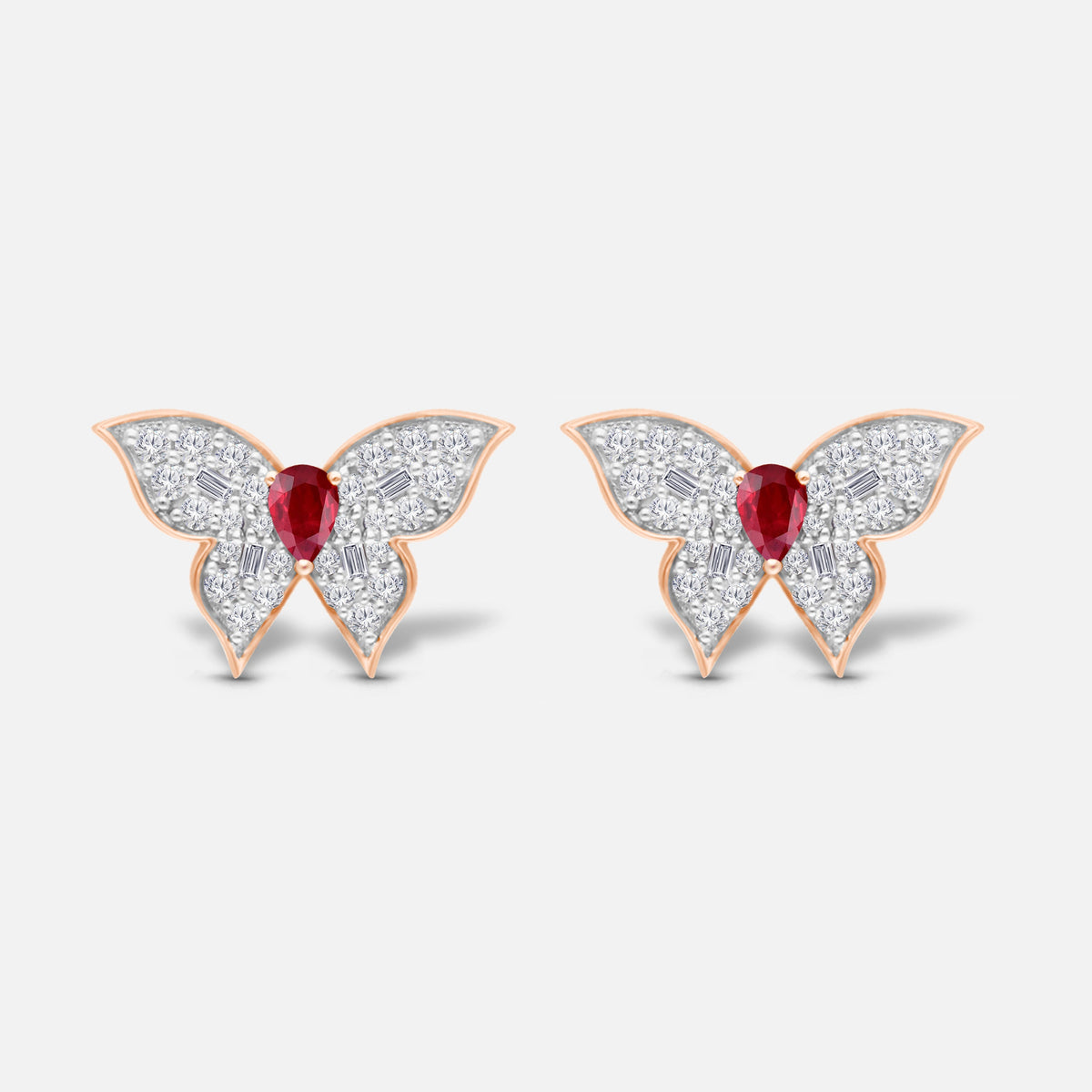 Ruby & Diamond Large Butterfly Earrings Ruby