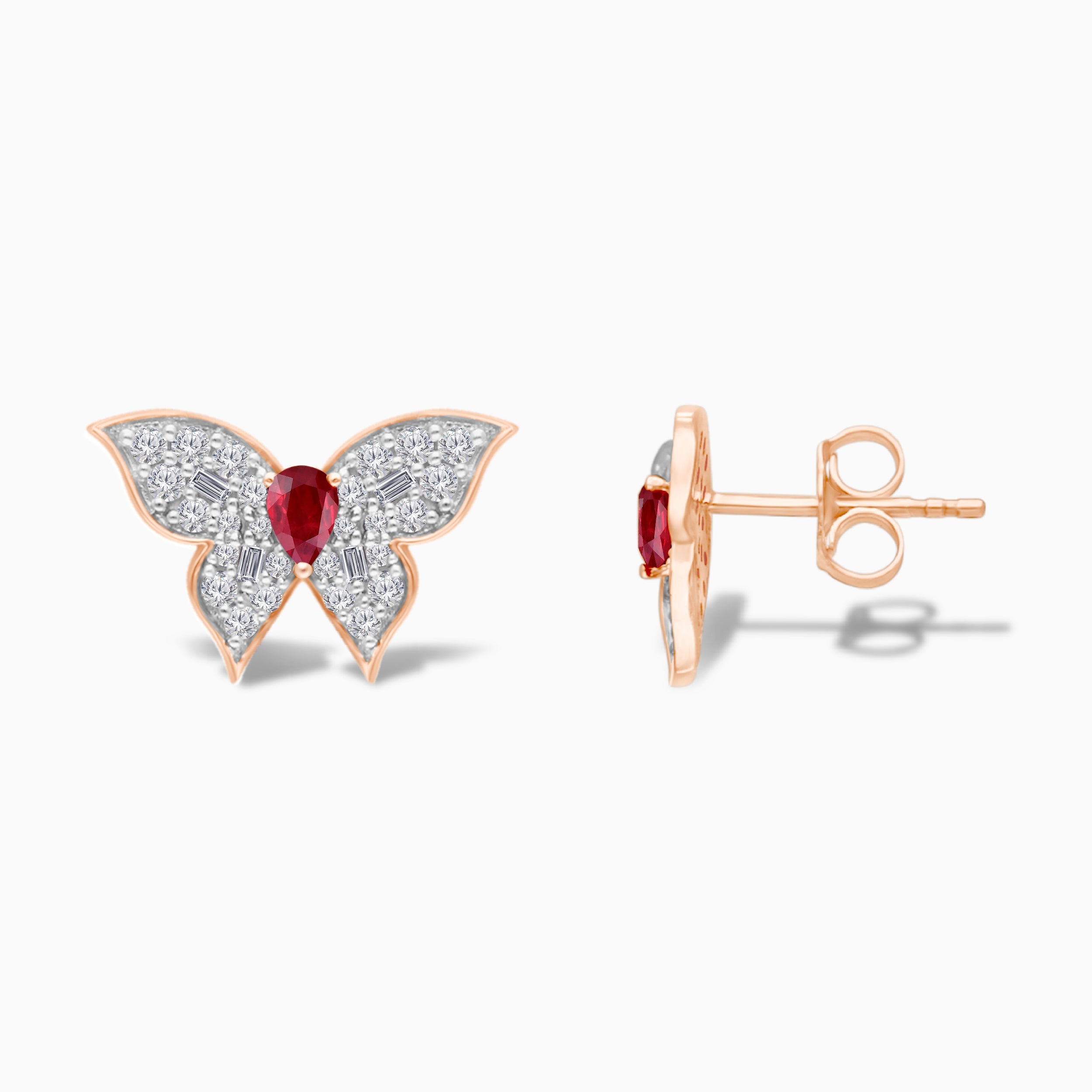 Ruby & Diamond Large Butterfly Earrings