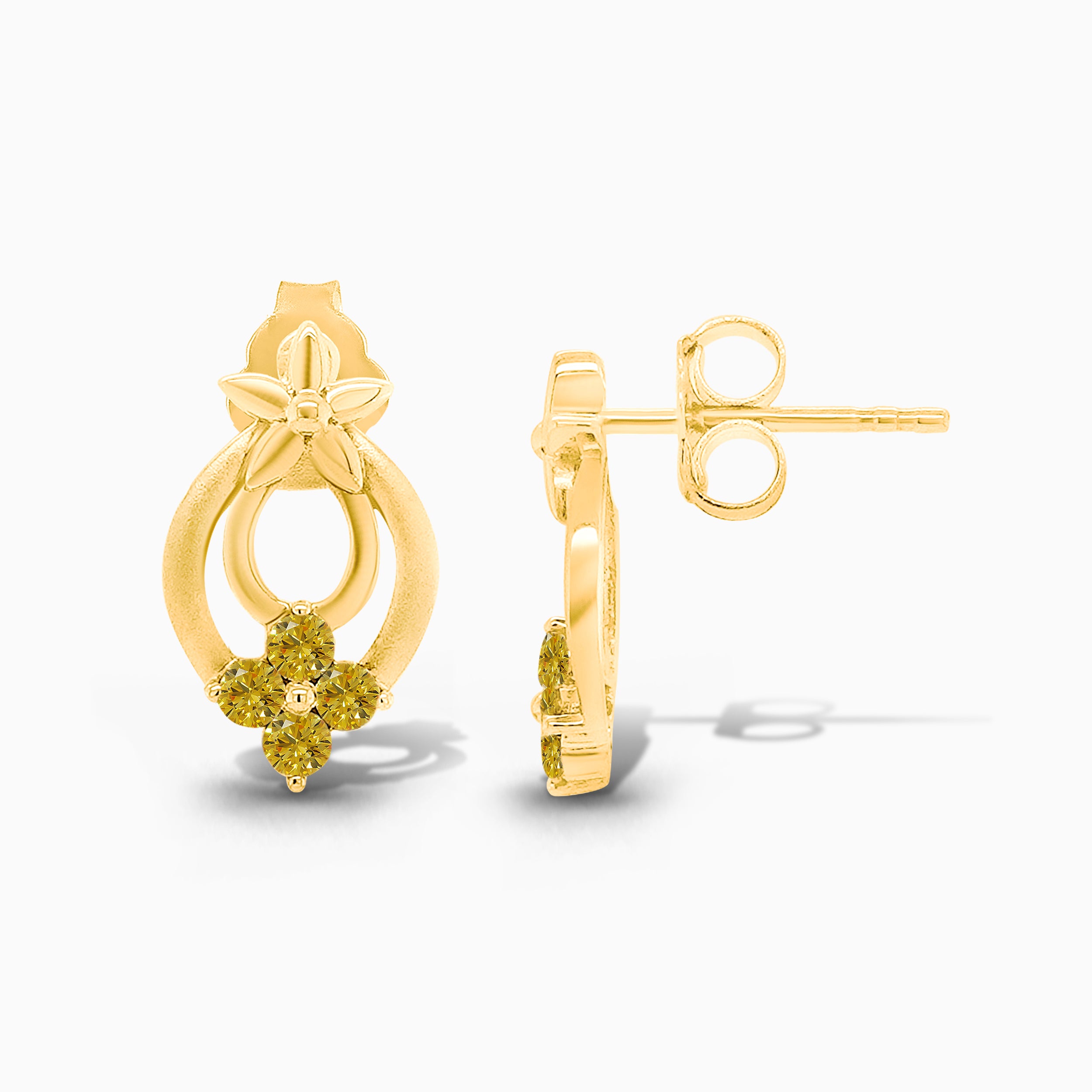 Yellow Diamond Clover Drop Studs