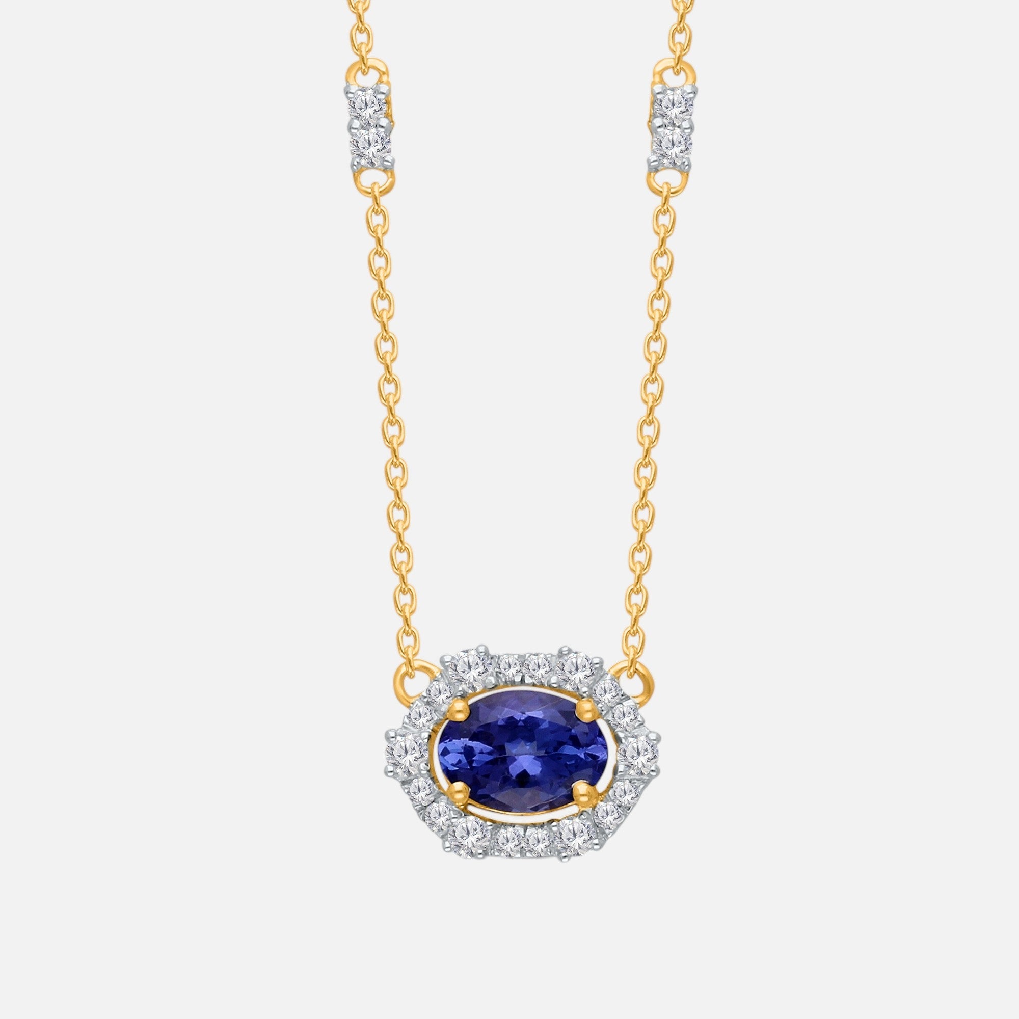 Oval Tanzanite Diamond Chain Necklace Tanzanite