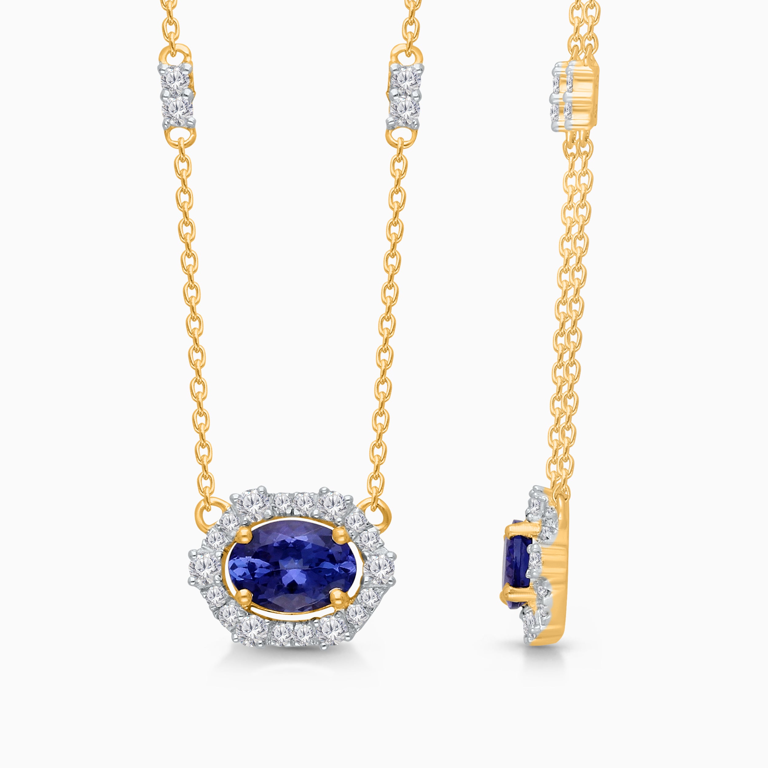 Oval Tanzanite Diamond Chain Necklace