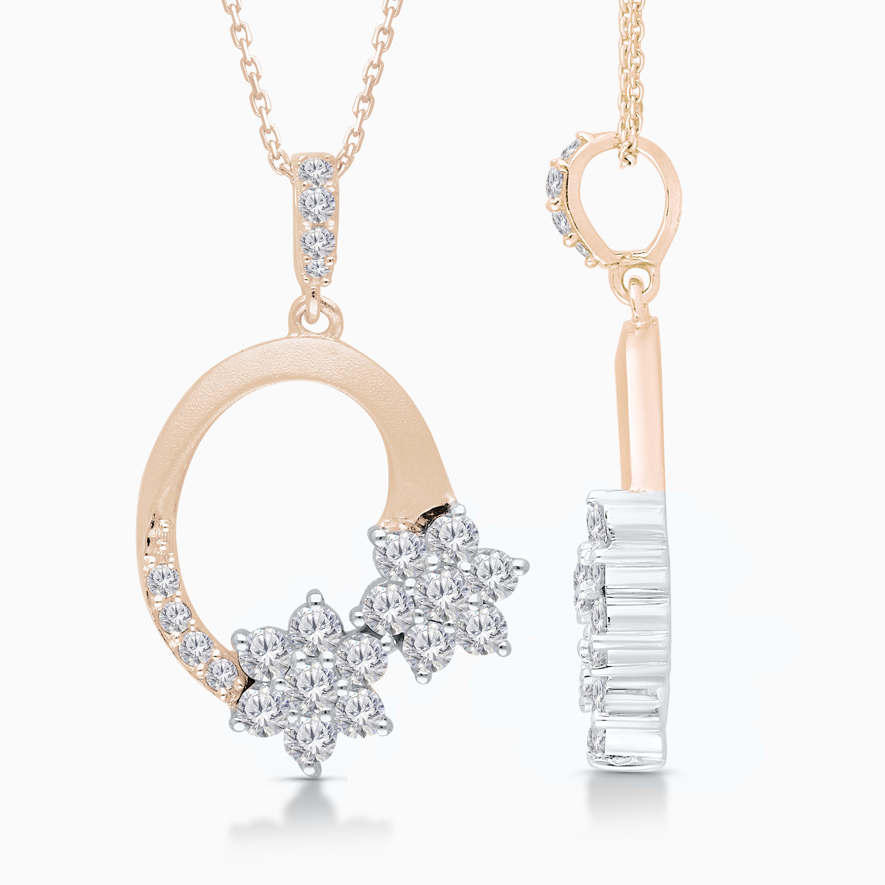 Dual Tone Interlocking Leaf Pendant
