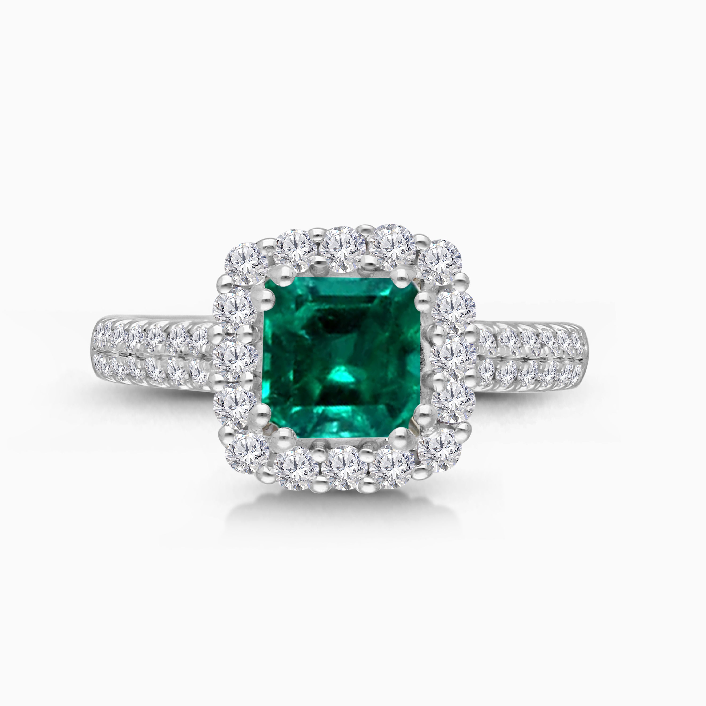 Cushion Colombian Emerald & Diamond Ring