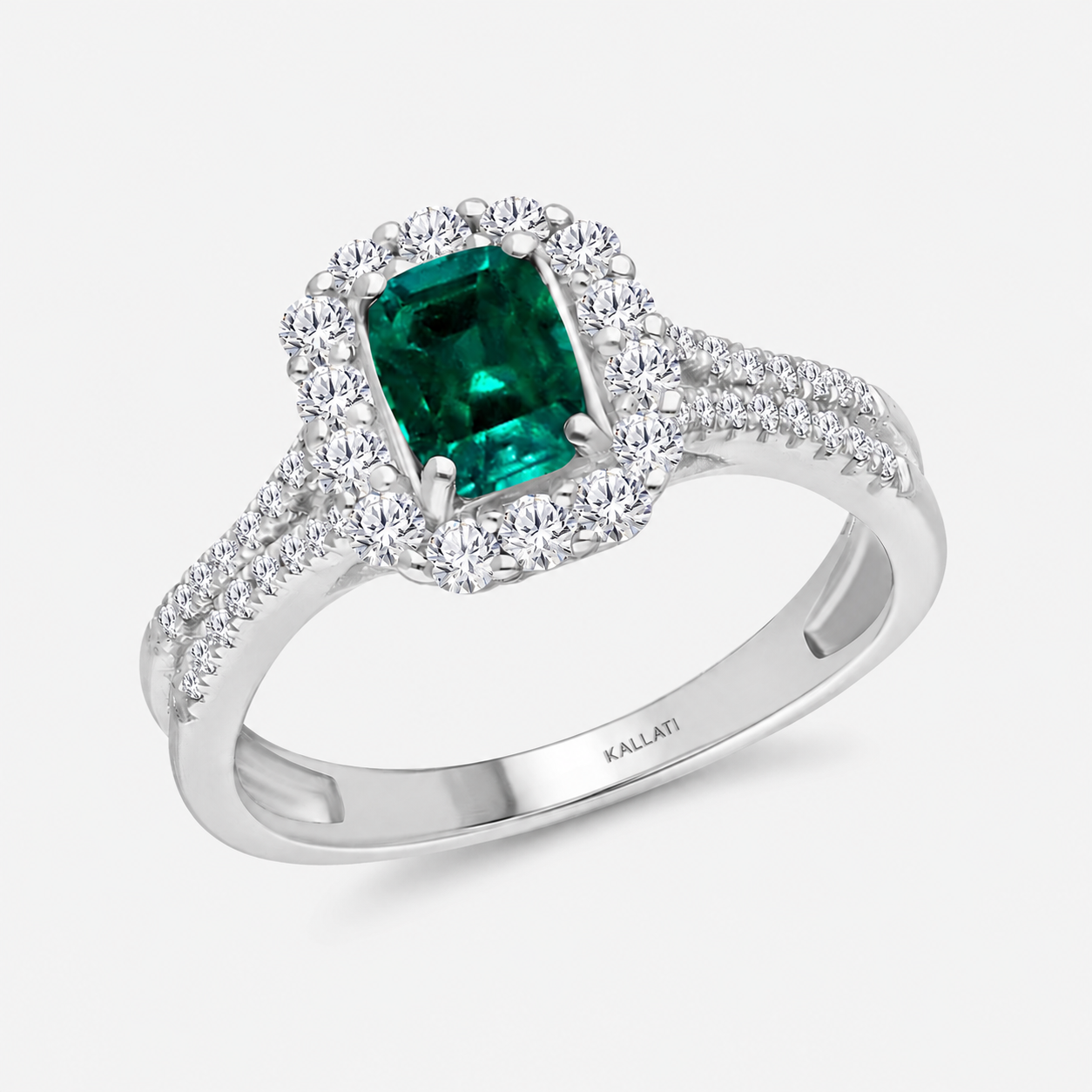 Radiant Emerald & Diamond Ring Emerald