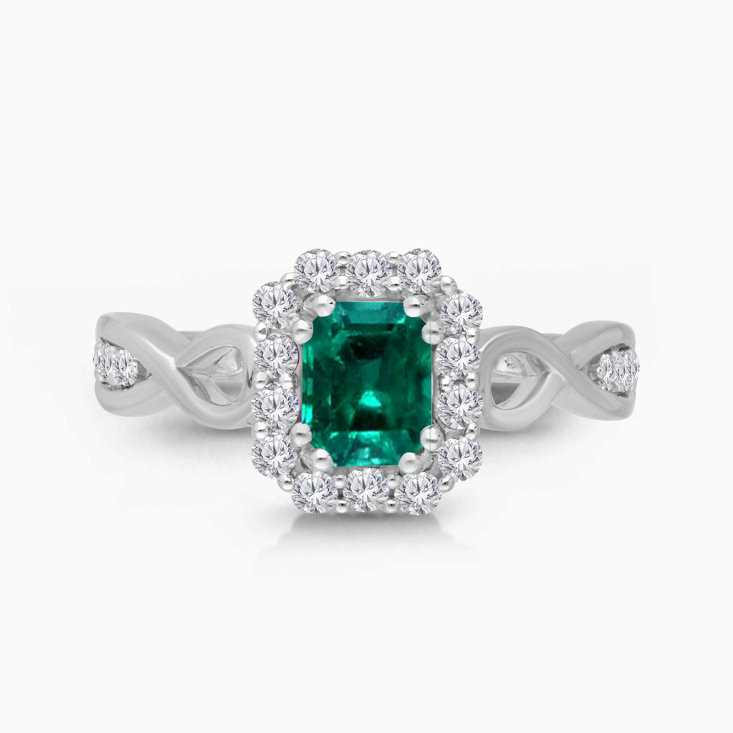 Twisting Colombian Emerald Ring