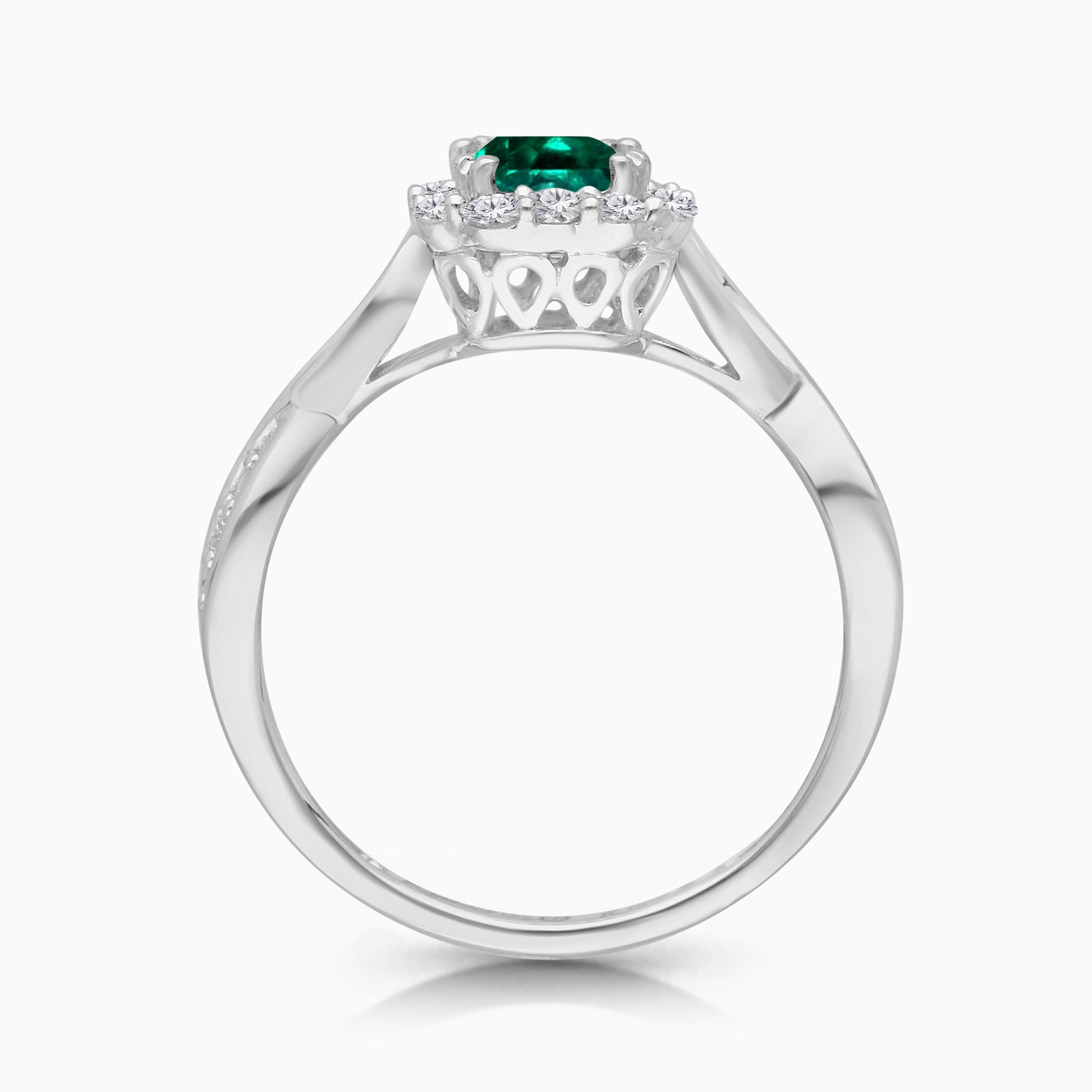 Twisting Colombian Emerald Ring