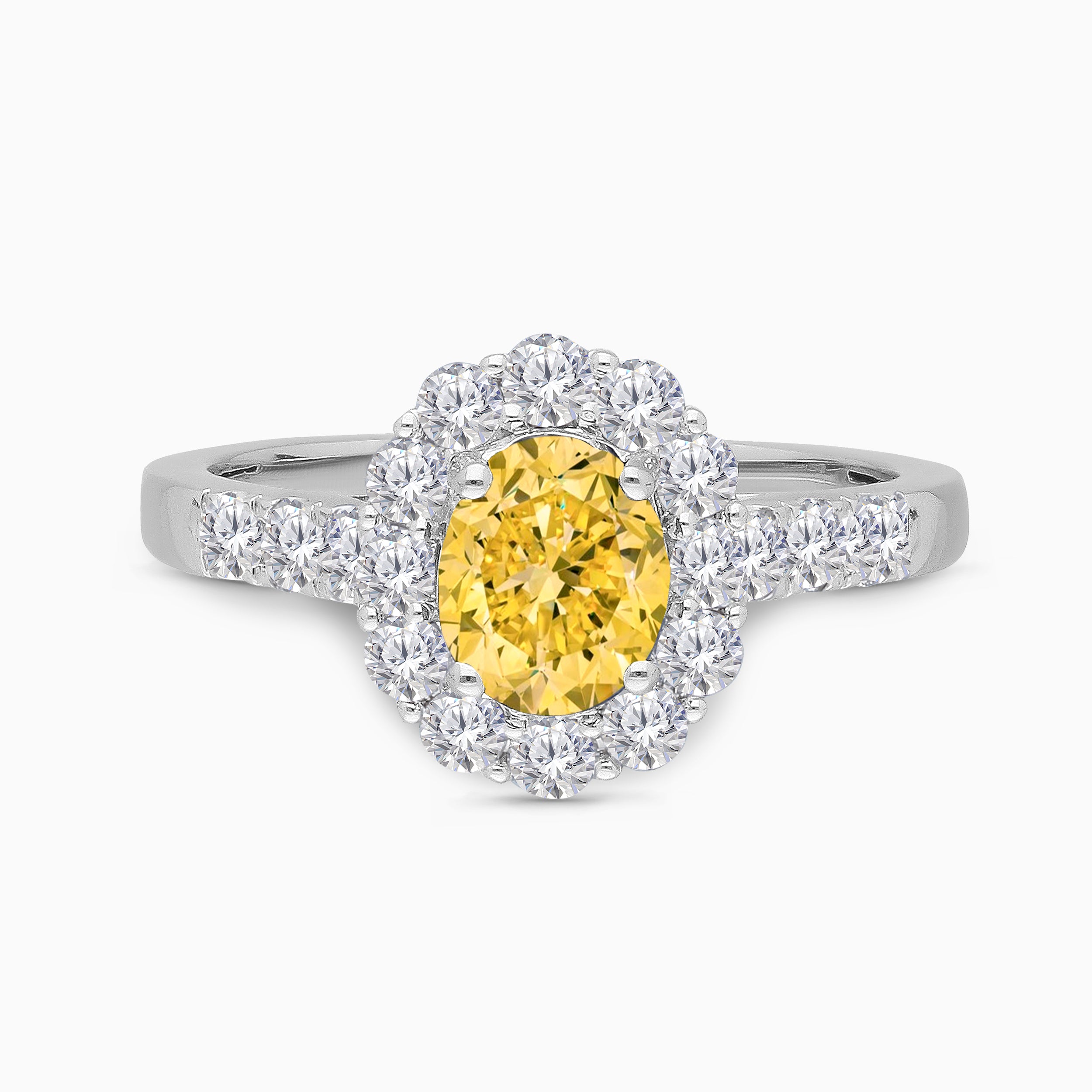 GIA Oval Yellow & White Diamond Ring