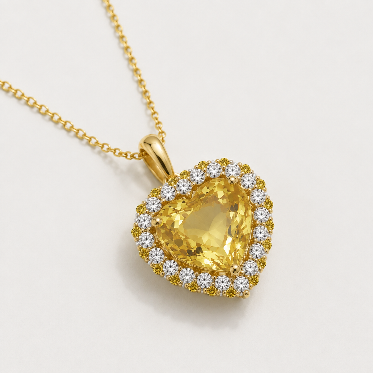 Golden Heart Sapphire & Diamond Necklace