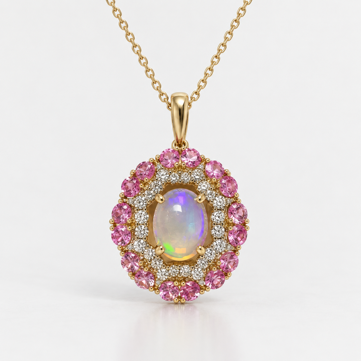 Chrysanthemum Opal Necklace