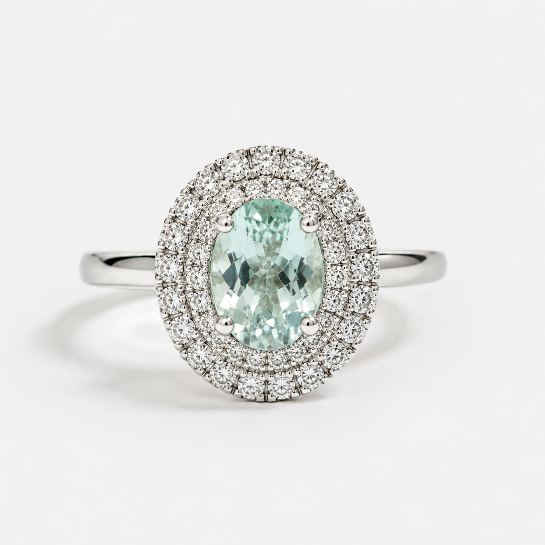 GIA Certified Dual Halo Paraiba Ring
