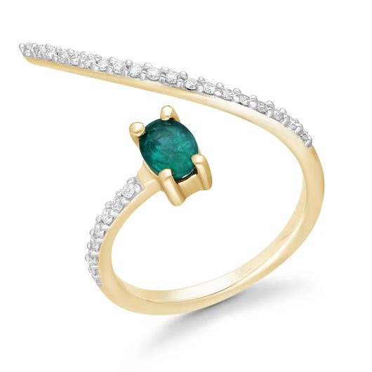 Open Emerald and Diamond Ring