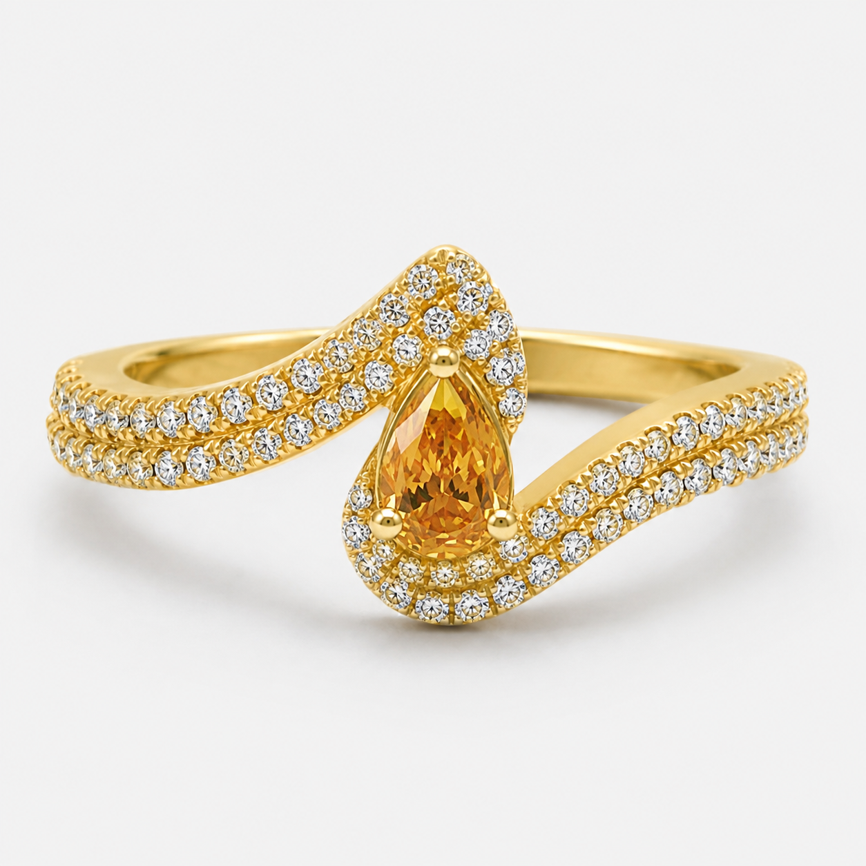 Golden Wave Diamond Ring