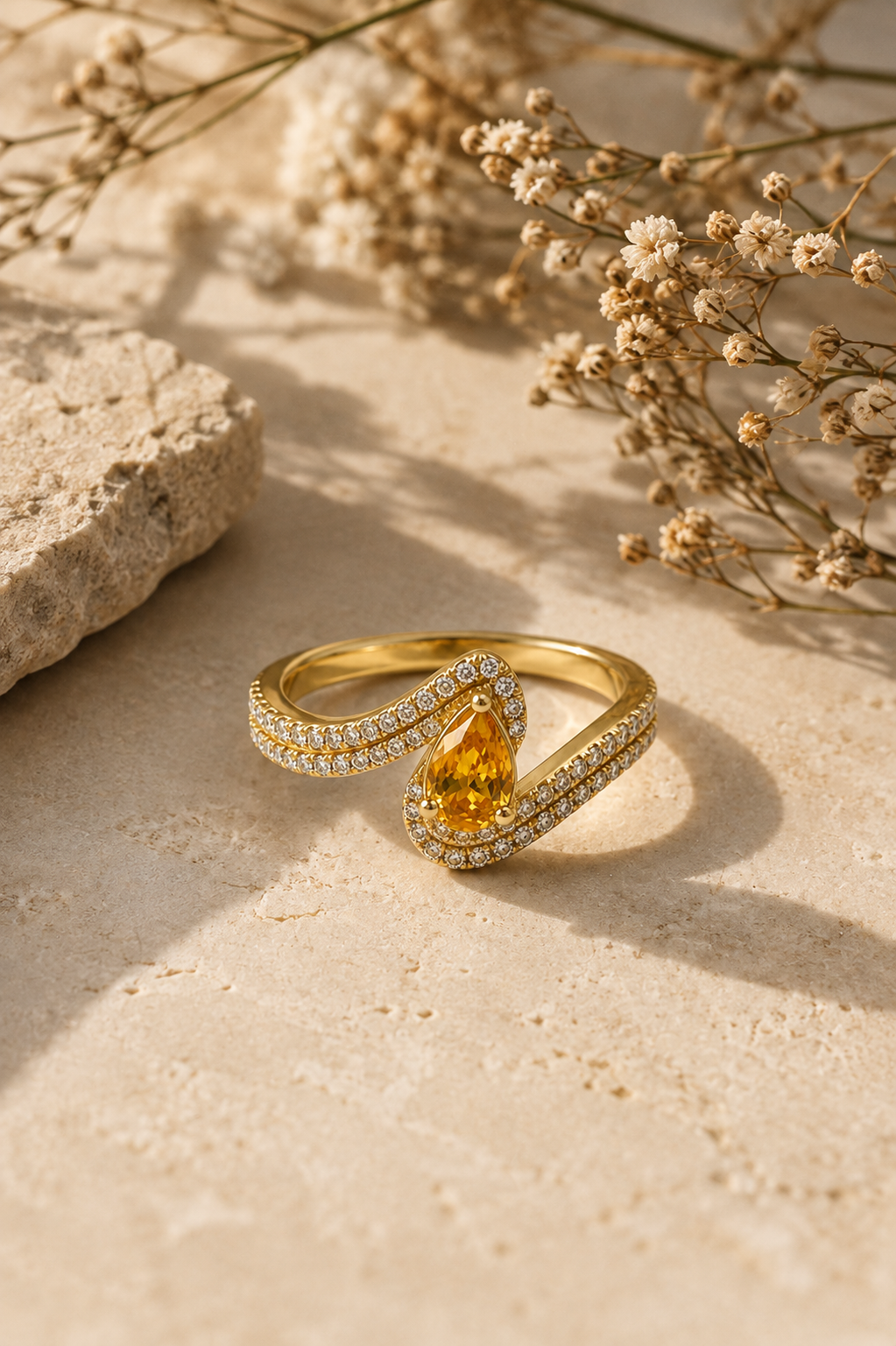 Golden Wave Diamond Ring