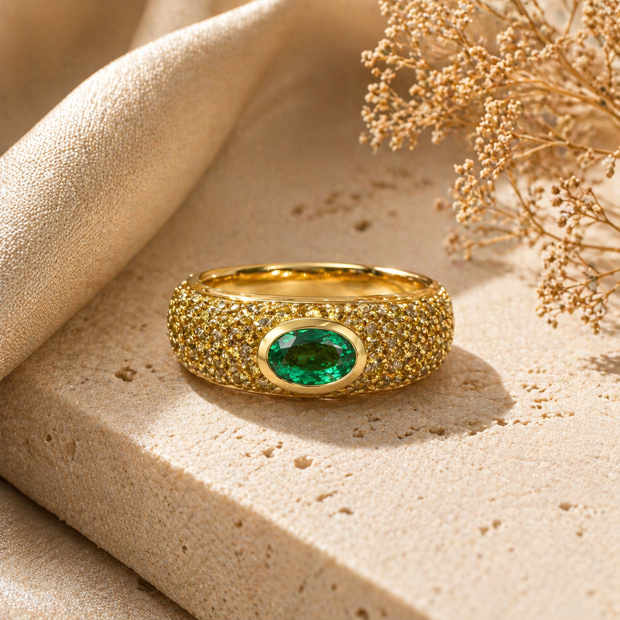 Sunlit Emerald Band Emerald