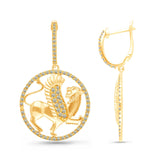Yellow Gold White Diamond Griffiness Earrings