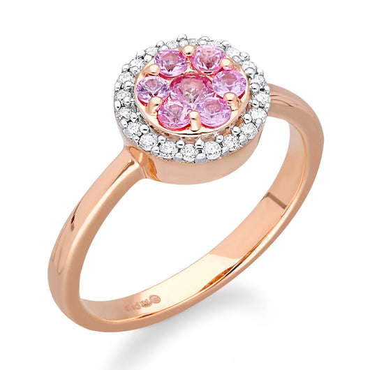 Rose Gold Pink Sapphire & Diamond Heirloom Ring