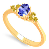 Yellow Gold Tanzanite & Yellow Diamond Heirloom Ring