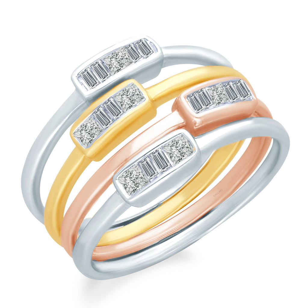 LV Tri-tone stackable rings