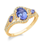 Yellow Gold Tanzanite & Fancy Diamond Renaissance Ring