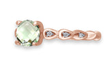 Rose Gold Green Amethyst & Diamond Heirloom Ring