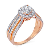 Kallati Legendary Split Shank Round Halo Diamond Engagement Ring in 14K Rose Gold