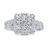 Kallati Eternal Cushion Halo Diamond Engagement Ring With Matching Band in 14K White Gold