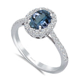 Kallati Heirloom Oval Halo Tanzanite & Diamond Engagement Ring in 14K White Gold