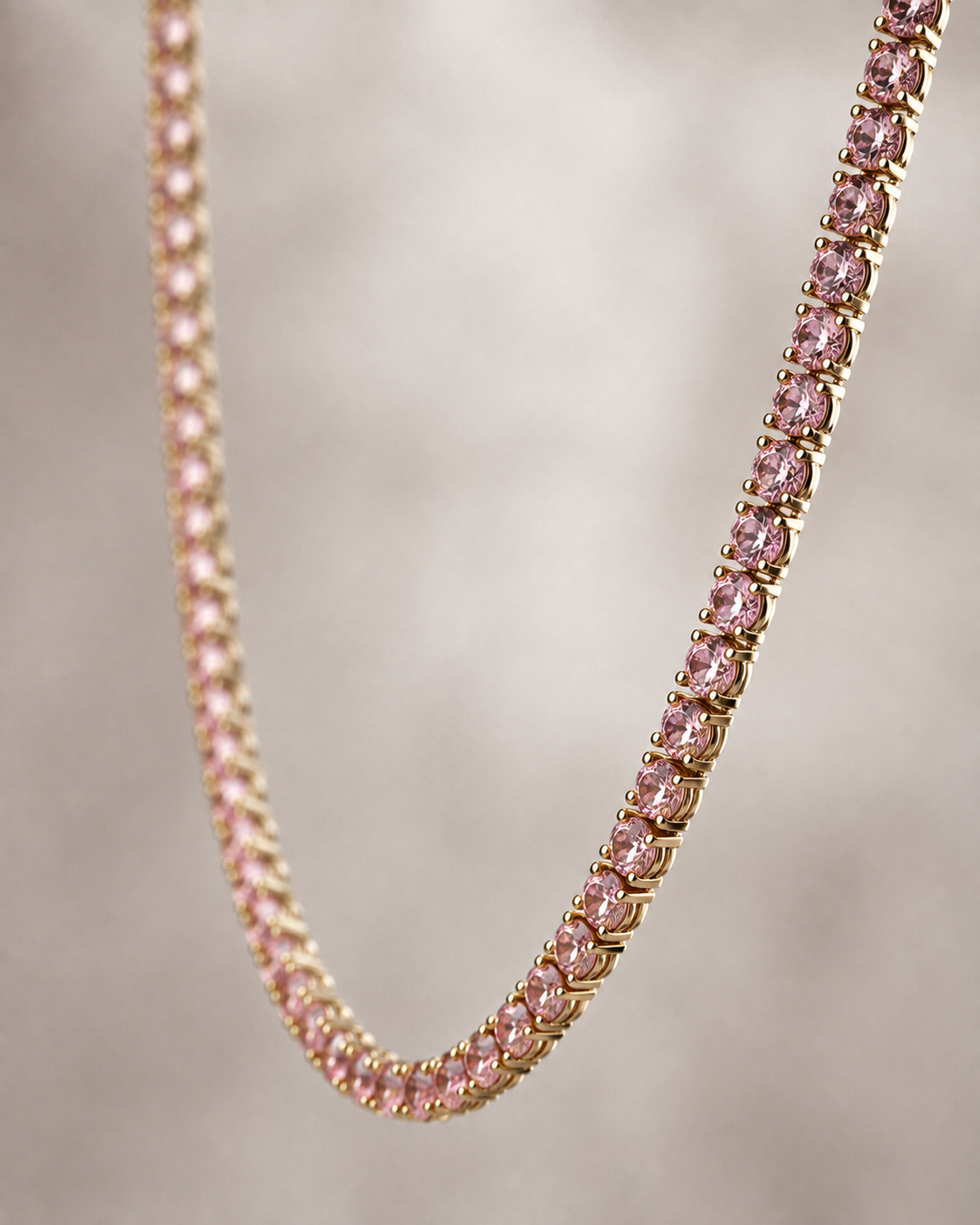 Pink Sapphire Tennis Choker Pink Sapphire