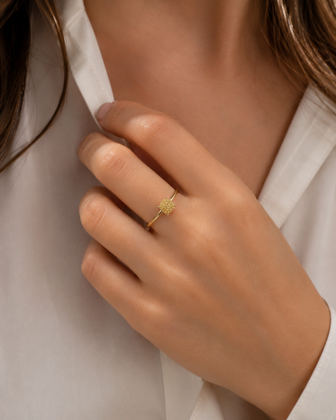 Cluster Yellow Diamond Ring Yellow Diamond