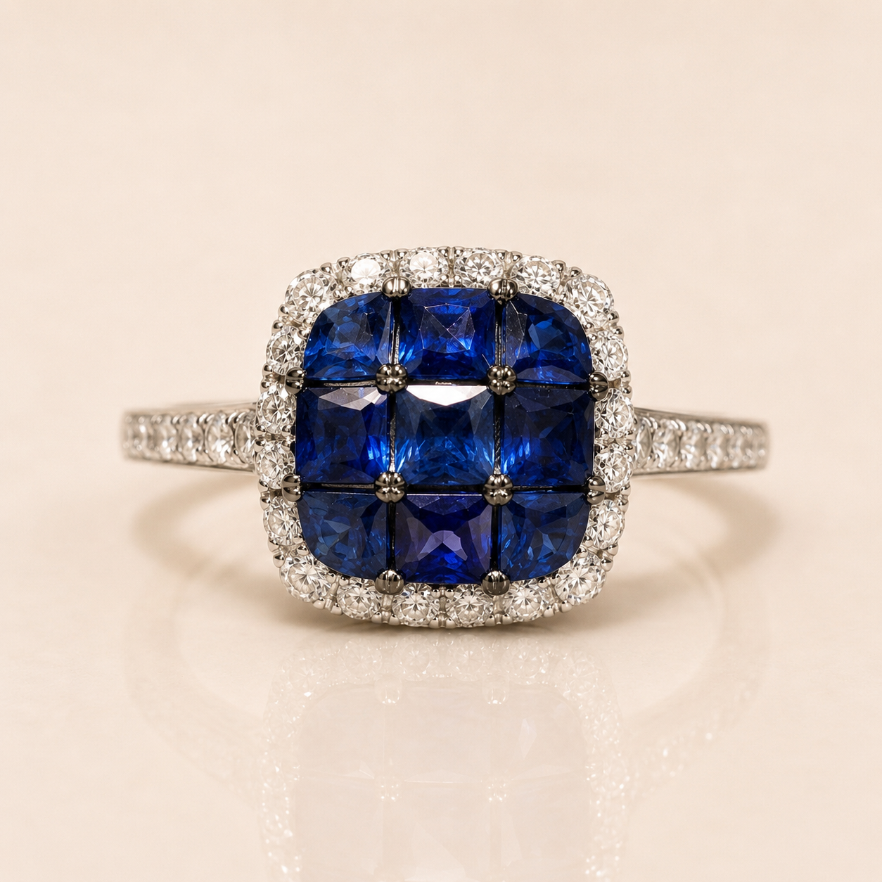 Princess Mosaic Sapphire Ring Blue Sapphire