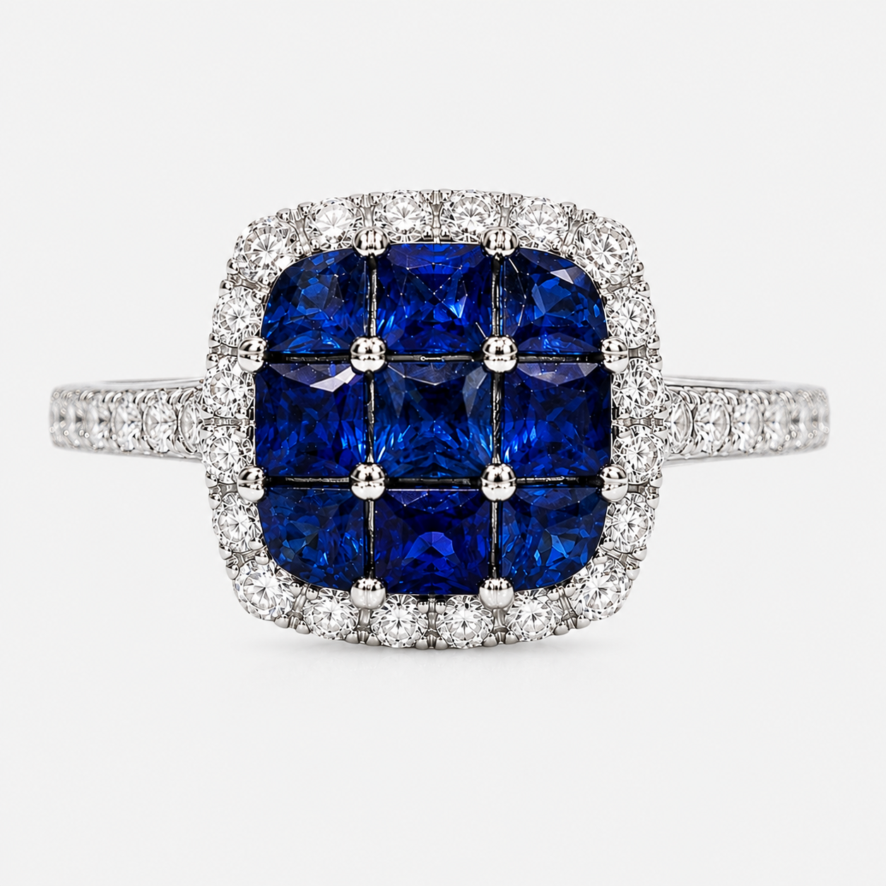 Princess Mosaic Sapphire Ring Blue Sapphire