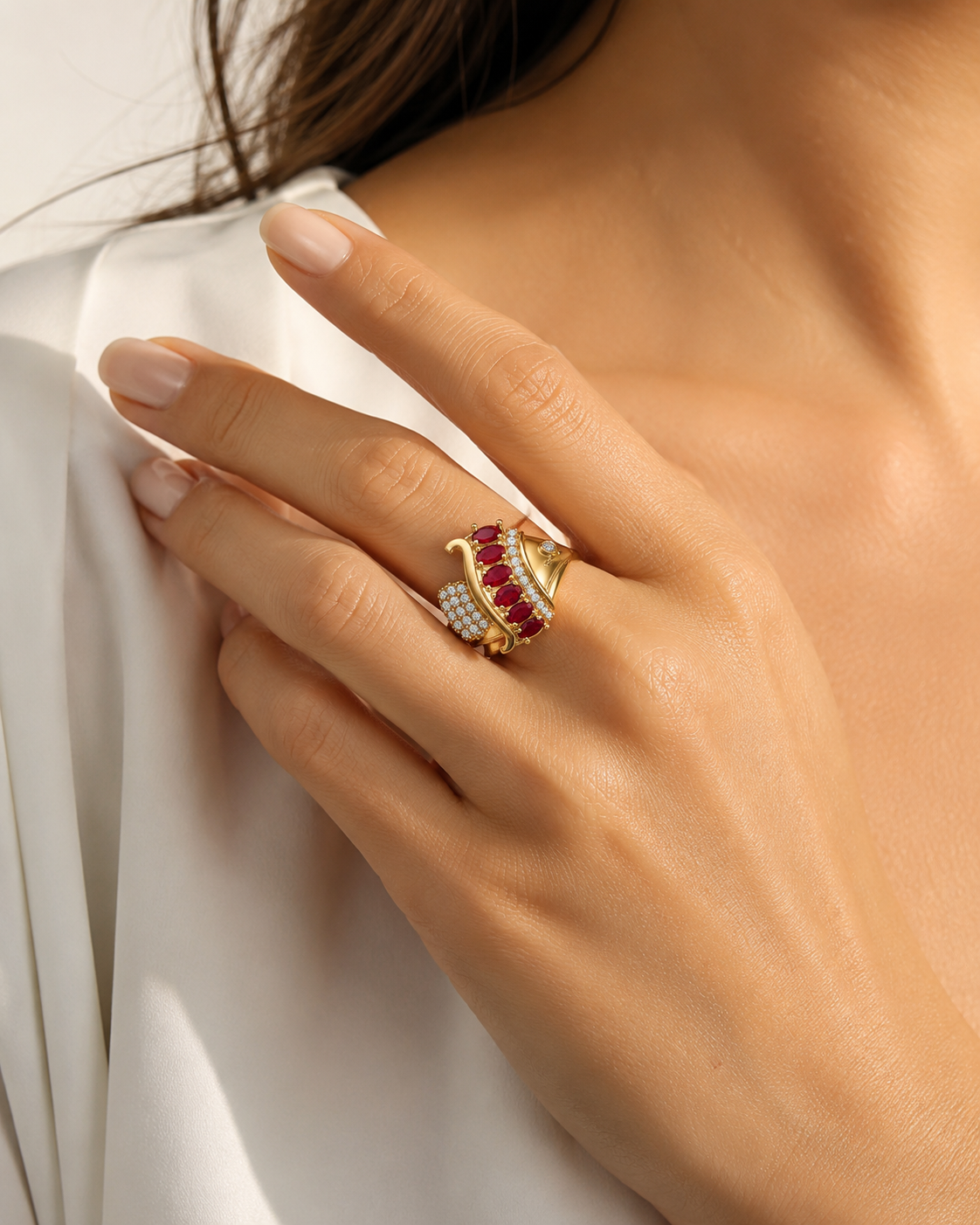 Ruby & Diamond Idol Fish Ring