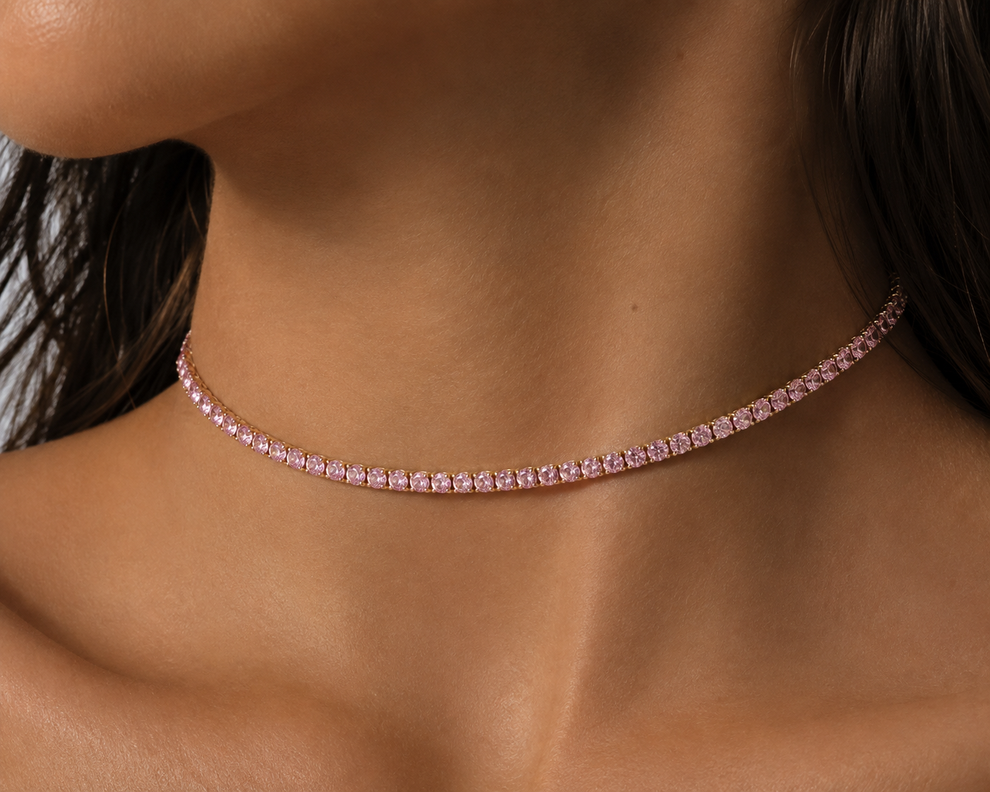 Pink Sapphire Tennis Choker Pink Sapphire