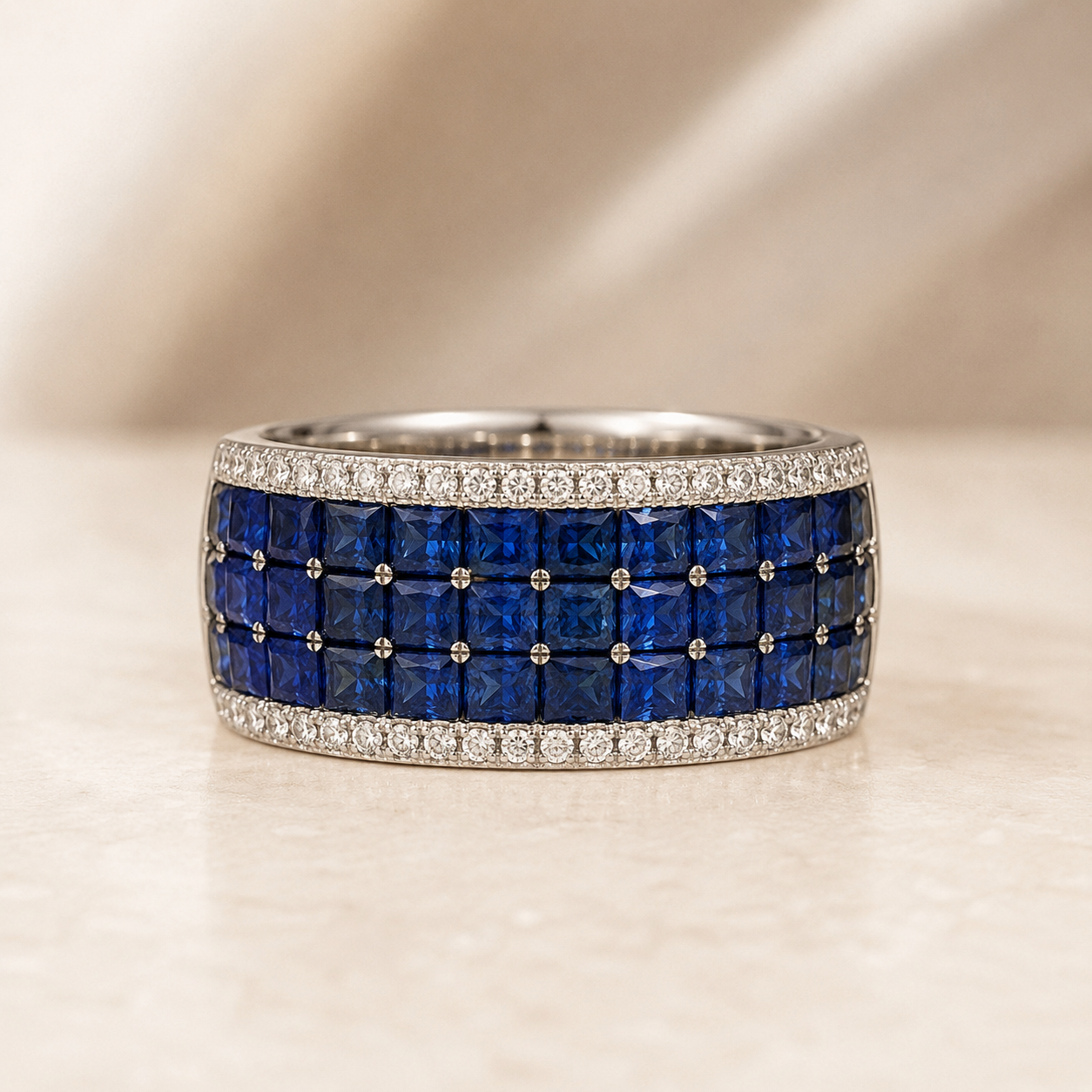 Fortress Sapphire & Diamond Band Blue Sapphire