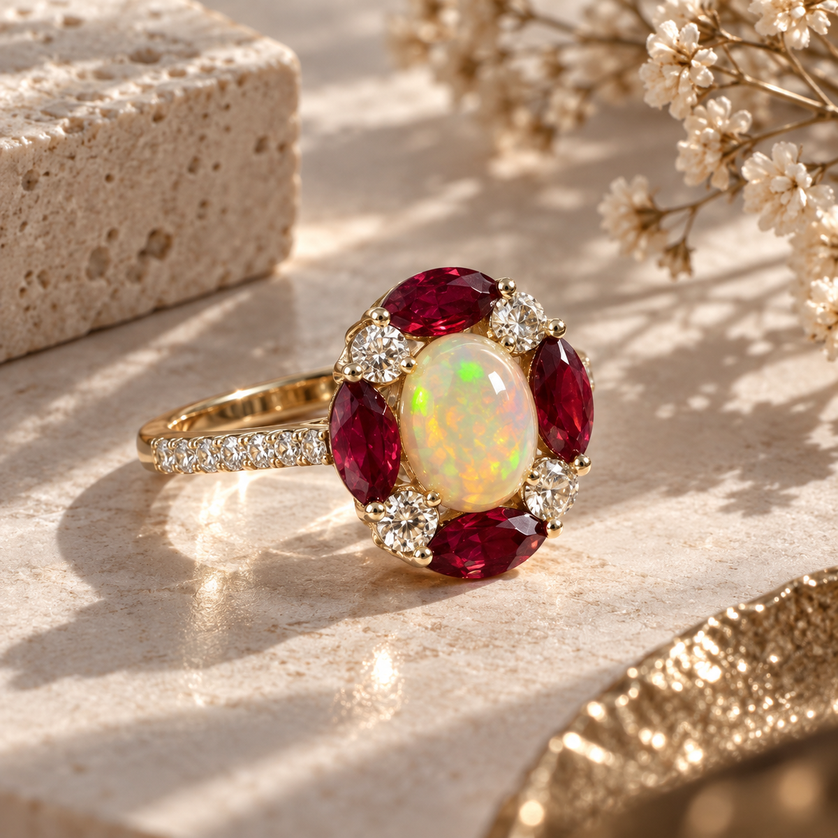 Radiant Ruby Opal Ring