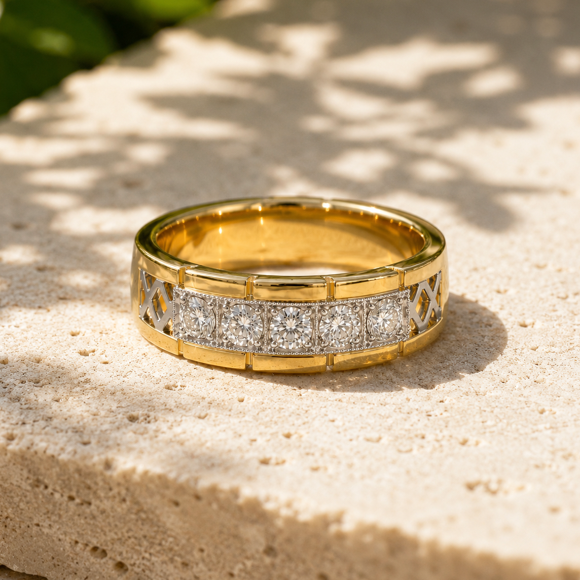 Luminating Sky Men's Band White Diamond