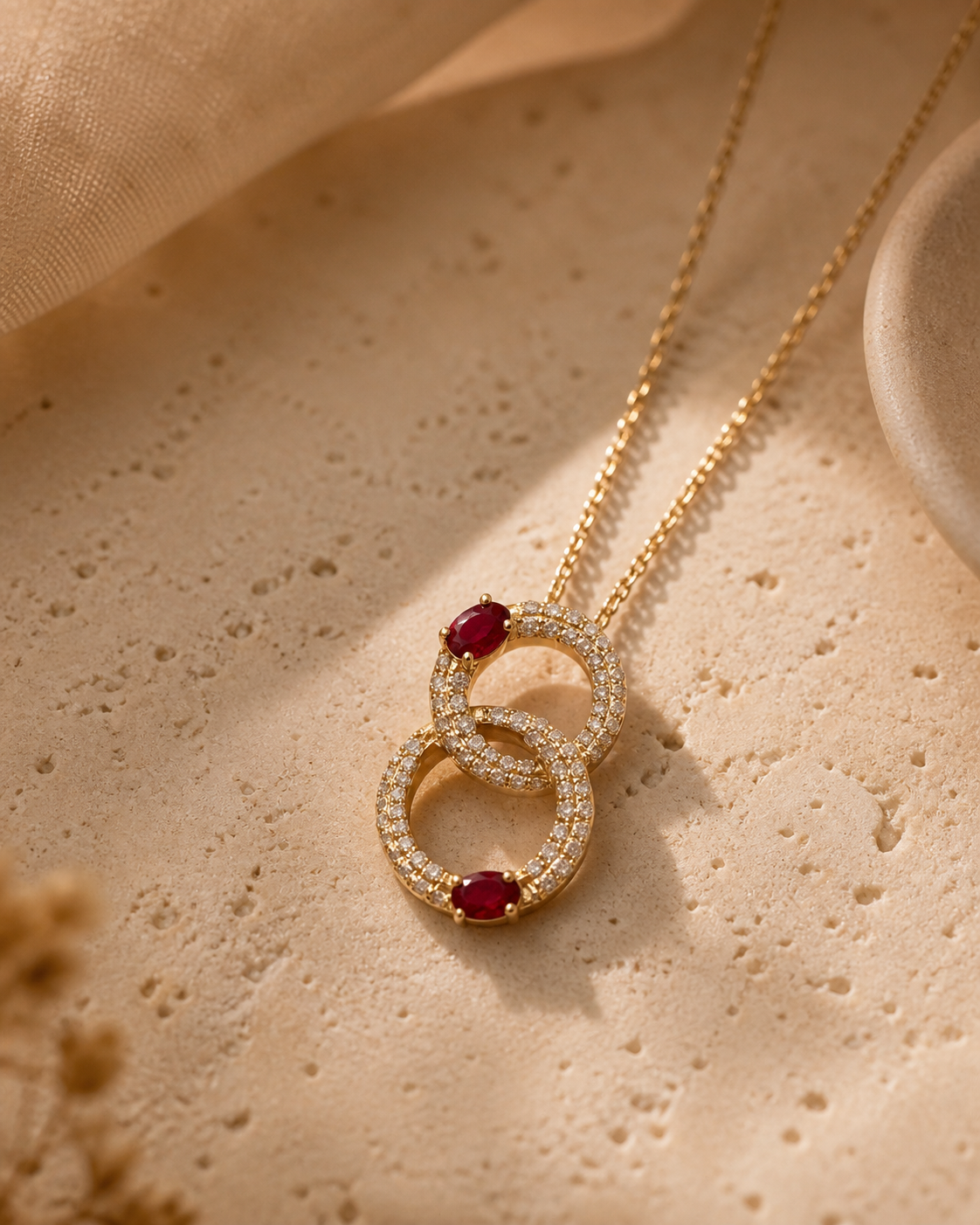 Crimson Halo Connection Necklace Ruby