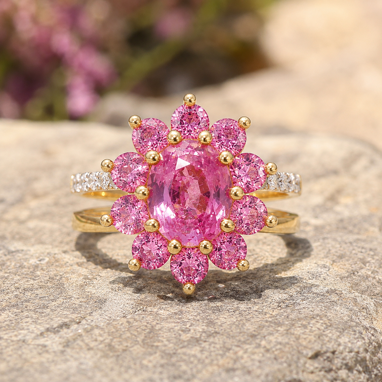 Dahlia Pink Sapphire & Diamond Ring Pink Sapphire